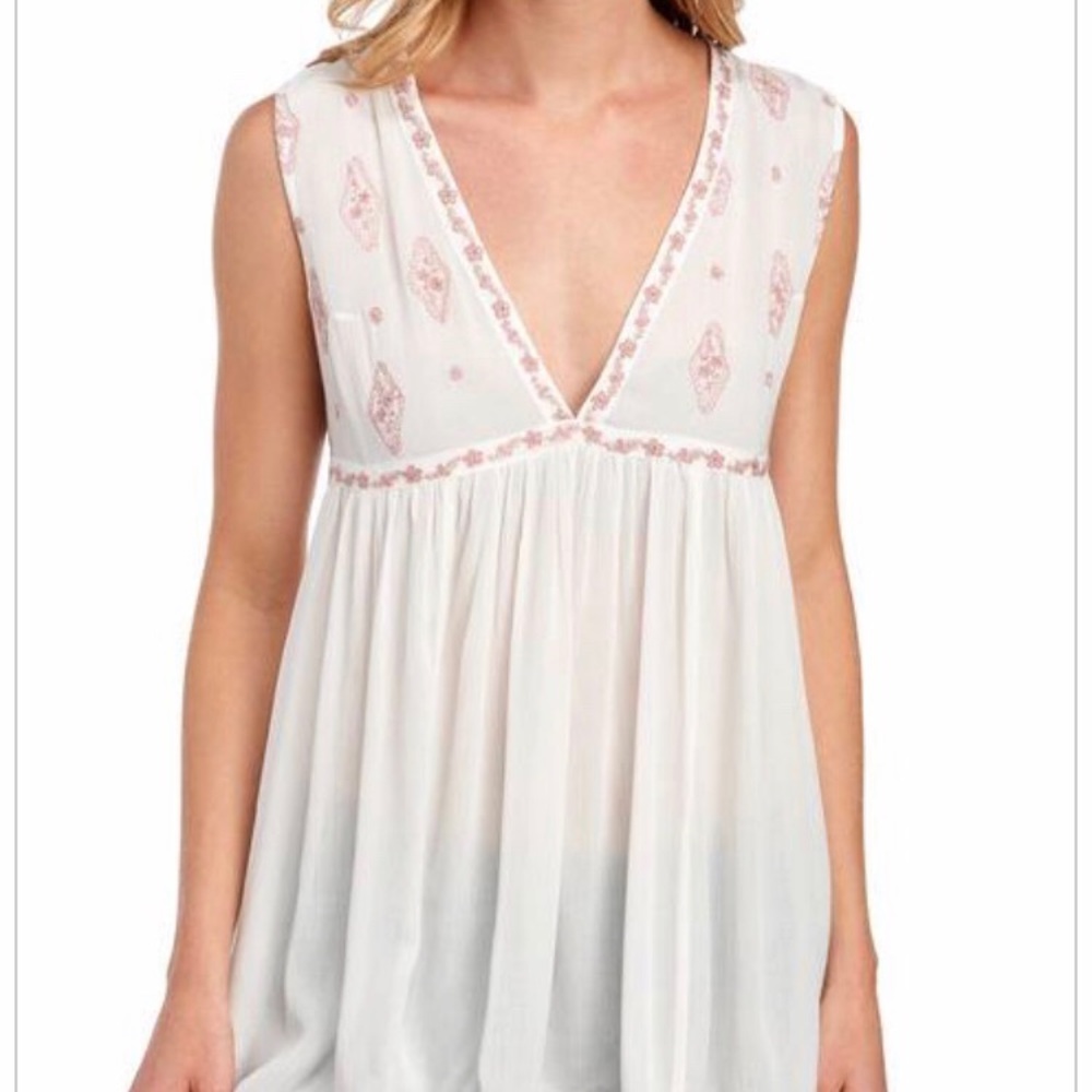 FREE PEOPLE Diamond Embroidered Babydoll Tank - Picture 2 of 8